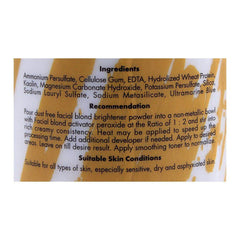 Dermacos Dermapure dust-free facial blond brightener jar side panel with instructions