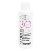 Framesi activator developer bottle, 30 vol, 120 ml, purple 3 on white label