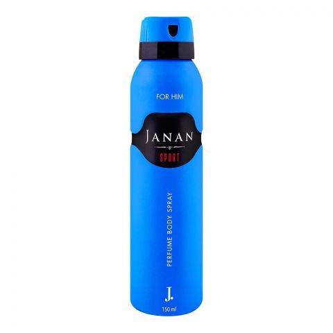 Sports body spray bottle, blue with flip cap, For Him, 150 ml