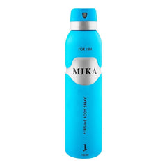 Blue body spray bottle for him, MIKA branding, screw cap, 150ml size