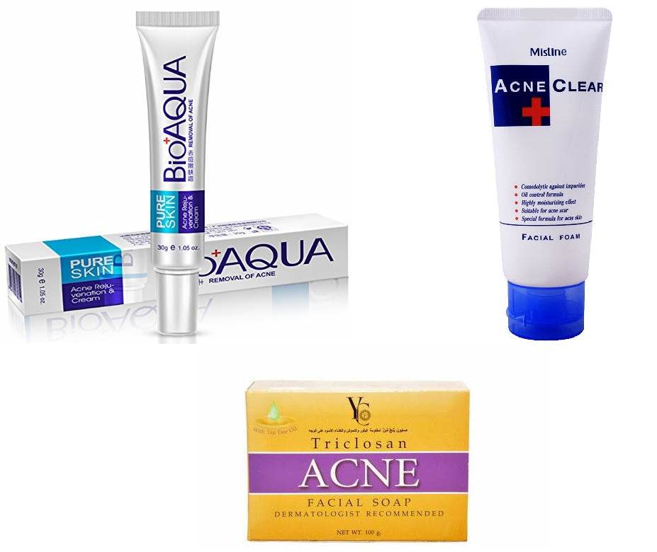 Bioaqua Acne Cream, Mistine Acne Face Wash, Yc Acne Soap (Higher Selling Product Deal) - YehChez.pk