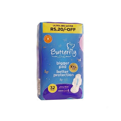 Butterfly ultra-thin XXL sanitary pads, 32 count, disposable pad pack
