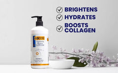 Biocos whitening body lotion bottle and pump, 500 ml, label visible