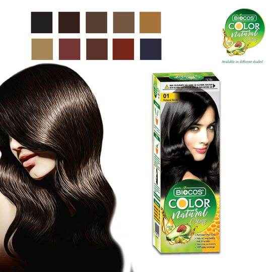 Biocos Color Natural hair color box with model portrait and green label