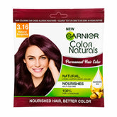 Garnier Color Naturals permanent hair color sachet, shade 3.16 Natural Burgundy.