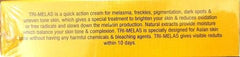 Tri-Melas Cream box back panel with usage and action text