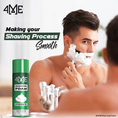 4ME shaving foam can (Hydrate), green, with visible shaving foam