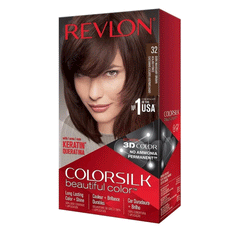 Revlon Colorsilk hair color box 32 dark chocolate brown, front view