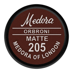 Medora Orbroni Matte 205 label on lipstick compact lid
