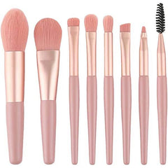 8 Pieces Small Makeup Brush Set, Cosmetics Professional Face Powder Foundation Blush Eyeshadow Makeup Brush Tool Travel Size with cute Pouch, Zip lock Bag - YehChez.pk