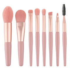 8 Pieces Small Makeup Brush Set, Cosmetics Professional Face Powder Foundation Blush Eyeshadow Makeup Brush Tool Travel Size with cute Pouch, Zip lock Bag - YehChez.pk