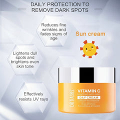 Dr Rashel Vitamin C day cream jar with orange label and black-and-white lid.