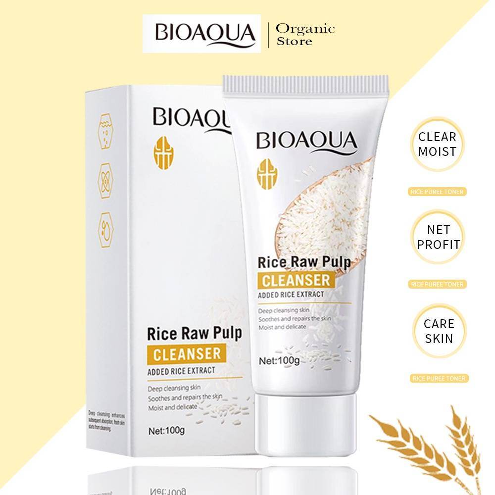 BIOAQUA Rice Raw Pulp Whitening Facial Cleanser 100gm - YehChez.pk