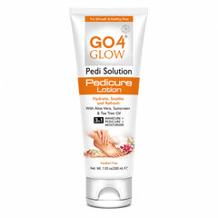 Pedicure lotion tube with Aloe Vera and Tea Tree Oil, white and orange