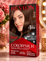 Revlon Colorsilk 33 dark soft brown permanent hair color, keratin, no-ammonia