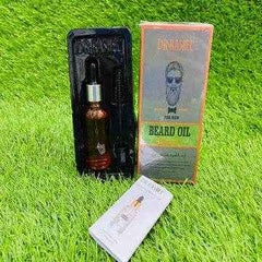 Beard oil bottle with dropper and amber liquid, with Dr Rashel Vitamin C box