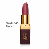 Rose mauve lipstick, Shade 346 Bloor, gold cap and maroon tube with Genny Frost