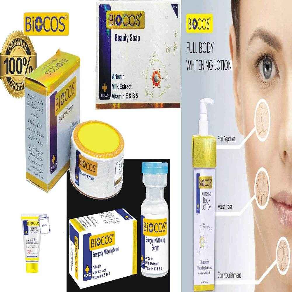 Pack Of 5 Biocos Cream,Soap Serum,Biocos Body Lotion & Bio Face Wash - YehChez.pk