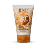 BNB brightening rice polisher tube with orange flip-top cap, 120 ml