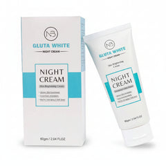 Night cream set: white box and tube, Gluta White 60g, night cream label