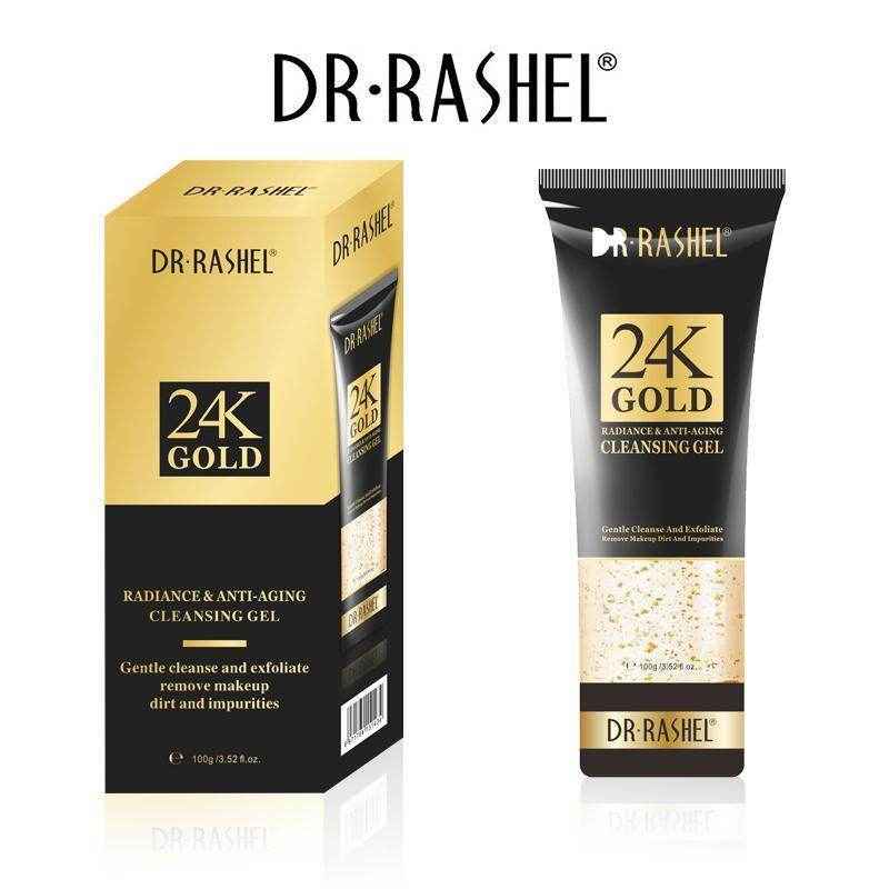 DR.RASHEL 24K Gold cleansing gel box and tube, black with gold label