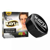 Navia whitening cream for men box and black cream jar with lid