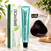 Bremod 4.65 hair color box and tube with medium burgundy brown shade swatch