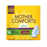 Sanitary pad pack, long ultra pads, 16 count, individually wrapped, yellow box with blue pad
