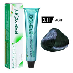 Hair color cream tube and box with 0.11 Ash shade swatch