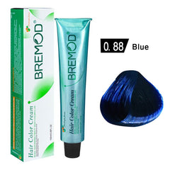 Hair color cream set, Blue: BREMOD box and tube with dark blue swatch