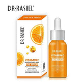 Vitamin C eye serum with dropper bottle and box, orange liquid and citrus graphics