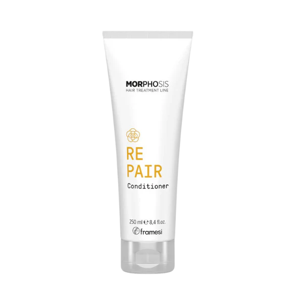 Hair conditioner tube, white, MORPHOSIS REPAIR label, 250 ml, Framesi