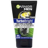 Garnier Men Turbo Bright Double Action Face Wash, 100ml