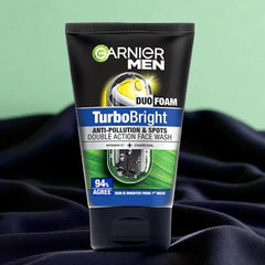 Garnier Men Turbo Bright Double Action Face Wash, 100ml