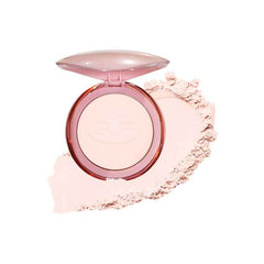 Pink compact face powder with mirror and light beige powder pan