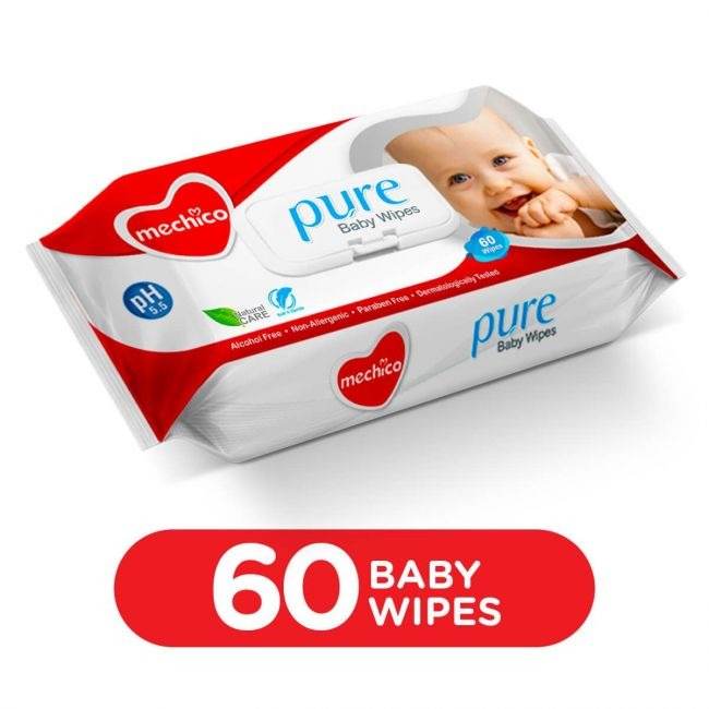 Mechico Pure Baby Wipes (Pack of 60 Wipes) - YehChez.pk