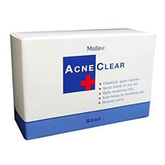 Mistine Acne Clear soap box with blue Acne Clear panel and soap label