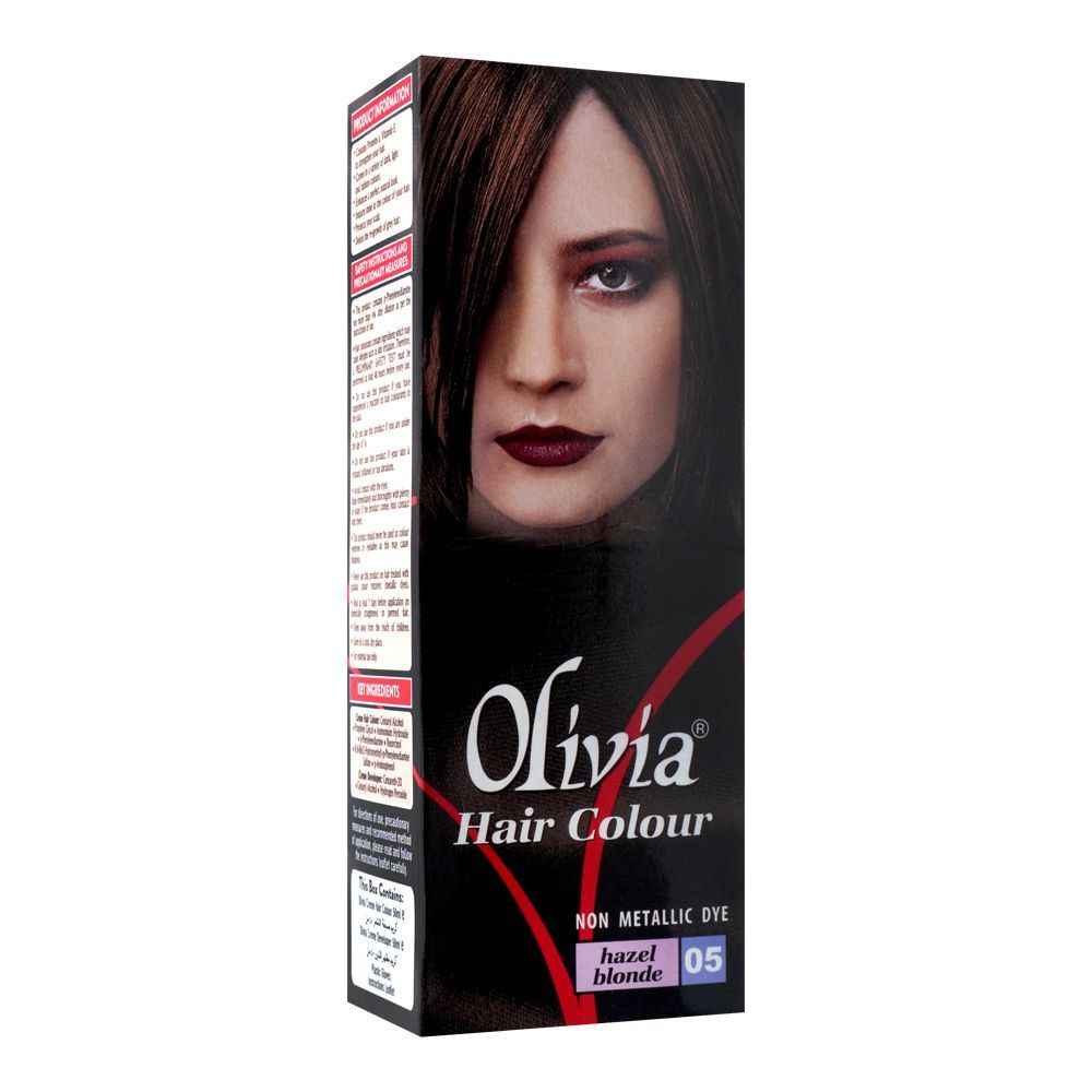 Hair colour kit in hazel blonde, box with model face and 05 shade label