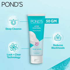 Pond’s Acne Control face wash tube, blue label, 50 GM