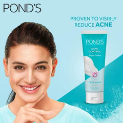 Pond’s Acne Control face wash tube, blue and white, upright