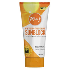 Rivaj Sunblock Whitening & Vanishing SPF60 40ml - YehChez.pk