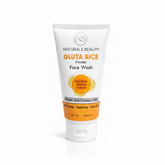 Gluta rice creamy face wash tube, white with orange label front and flip cap