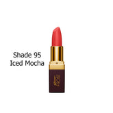 Lipstick, Shade 95 Iced Mocha; red bullet with gold cap and burgundy tube