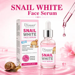 Snail White face serum bottle with dropper and retail box
