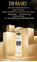 Dr Rashel 24K Gold essence toner bottle on display, gold-speckled liquid