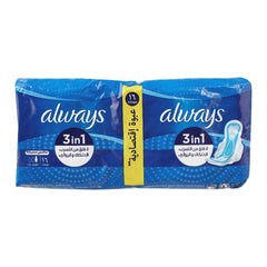 Always 16-pack maxi thick extra long sanitary pads, blue wrapper with 3-in-1 badges