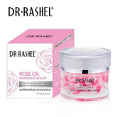 Dr Rashel Rose Oil glow essence gel cream jar, clear pink gel, white lid, 50g