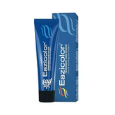 EaziColor hair color tube and carton, blue, with EaziColor branding