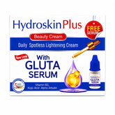 HydroskinPlus beauty cream box with free Gluta serum, daily spotless lightening