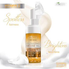 Vitamin C cleansing mousse face wash bottle with built-in face brush